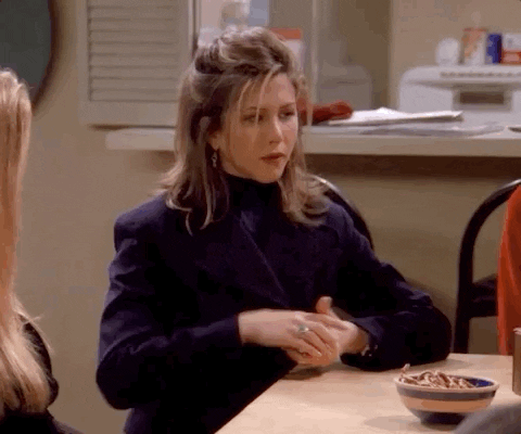 Monica from friends shuffling songs, a metaphor for how your playlists songs are being shuffled!